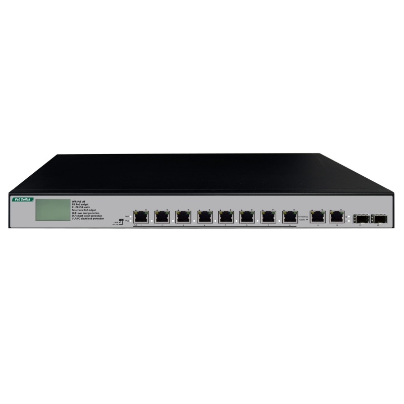8-Port Gigabit+2GE+2G SFP PoE Switch With LCD Display (8-Port PoE, Support 802.3af/at/bt Standard)